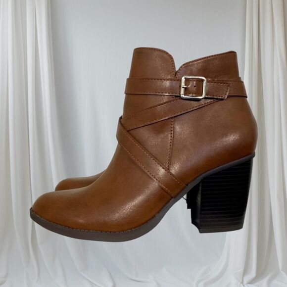 Style & Co Shoes - Style & Co NWT Brown Boho Buckle Lace Up Heeled Ankle Boots Model Zetaa US 9